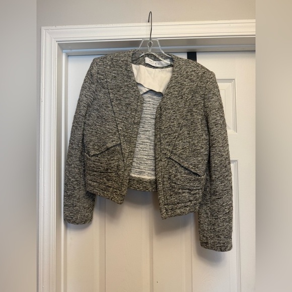 Iro Metallic Nakilo Jacket Blazer Sz 36 Silver Gray White - Picture 3 of 8